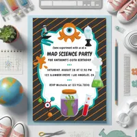 Personalised Mad Science Birthday Party Photo Invitation