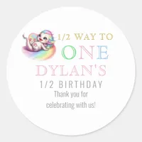 Little Dragon Halfway to One Pink 6 Month Birthday Classic Round Sticker