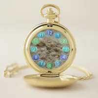 Seashells and Beach Sand with Sea Glass  Pocket Watch