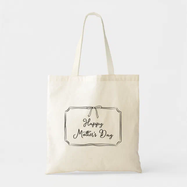 Hand Drawn Chic Coquette Bow Happy Mother's Day  Tote Bag