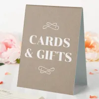 Beige Kraft and White Flourish Cards & Gifts Table Tent Sign