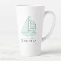 Beach House Sailboat Aqua Blue ID623 Latte Mug