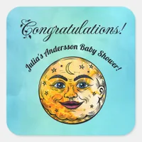 Over the Moon Baby Shower Celebration Square Sticker