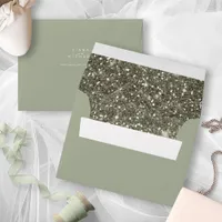 Abstract Paint Strokes Wedding Glitter Olive ID886 Envelope