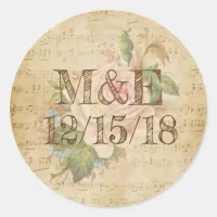 Vintage Sheet Music Rose Personalized Stickers