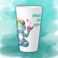 Modern Inhale Exhale Green Frog | Latte Mug