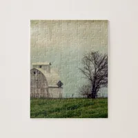 Kalona Iowa Fields and Barn With Tree Jigsaw Puzzle