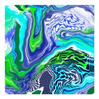 Blue and Lime Green Marble Swirls  Jigsaw Puzzle Photo Print