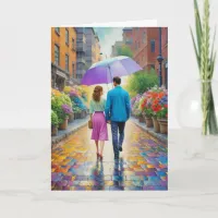 Watercolor Couple Holding Hands Romantic Card