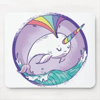 Rainbow Narwhale Mouse Pad