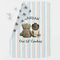 Personalized Cowboy and Teddy Bear Baby Blanket