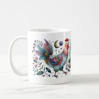 Fun Folk Art Style Chicken or Rooster at Night Coffee Mug