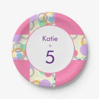 Personalized Pink Cute Pattern Birthday Age Pretty Paper Plates