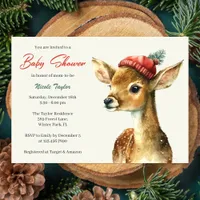 Winter Cute Forest Animal Deer Baby Shower  Invitation