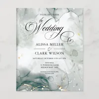 BUDGET Black & White Watercolor Wedding Invitation