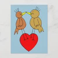 Valentine Birds on a Heart Postcard