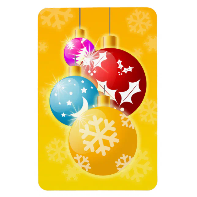 Merry Christmas with Festive Holiday Ornaments Magnet