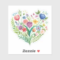 Wildflower Heart Custom-Cut Vinyl Sticker