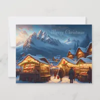 Christmas market in the mountains - custom holiday card