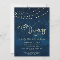 Gold Modern Script Light String Housewarming Party Invitation