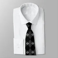 Gray and Black Harlequin and Gothic Cross Neck Tie