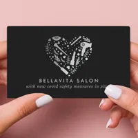 Silver Heart Hair Stylist Salon Business Card