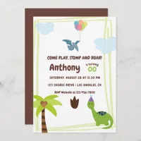 Cute Personalised Dinosaur themed Party Invitation