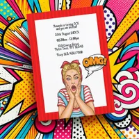 Pop Art Comic Birthday Party Invitation