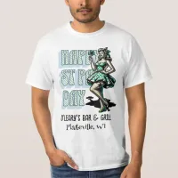 Happy St Patrick's Day Pinup Girl with Shamrock T-Shirt