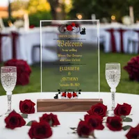 Elegant Rose Wedding Welcome Acrylic Sign