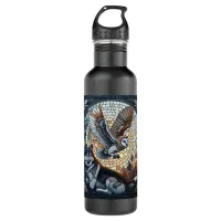 Owl and Wolf Mosaic Nature Ai Art  Stainless Steel Water Bottle