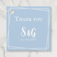 Light Blue Elegant Script Thank You Wedding Favor Tags