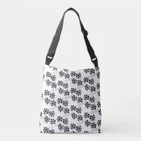 Simple Minimalist Black and White Floral Pattern Crossbody Bag