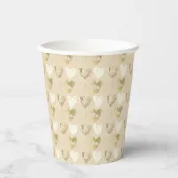 Gold Ivory Hearts Baby Shower Paper Cups