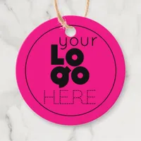 Modern Round Business Logo on Hot Pink Hang Tag