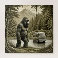 Vintage Bigfoot and RV Camper Jigsaw Puzzle