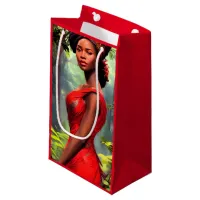 Safari Queen: Majestic African Woman Red Feathers Small Gift Bag