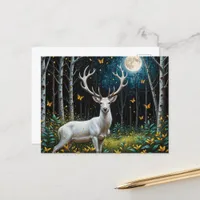 The White Deer in a Moonlit Forest Postcard