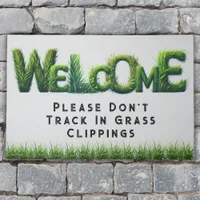 Welcome Grass Lover Lawn Mover Grey  Doormat