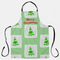 Fun Adorable Kawaii Christmas Tree Cartoon Apron