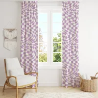 Retro Lavender Optical Illusion Wavy Checkered Blackout Curtains