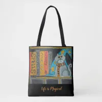 Folk Art Wizard Cat Magic Fun Scholar Tote Bag