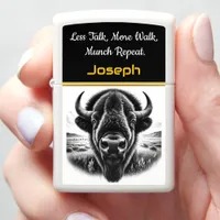 Bison Grazing on Open Prairie Zippo Lighter