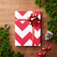 Christmas Red and White Chevron Wrapping Paper