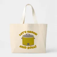 Crock And Roll Fun Slow Cooker Cartoon Art Large Tote Bag