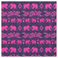 Indian Elephant Pink Blue Sari Pattern Fabric