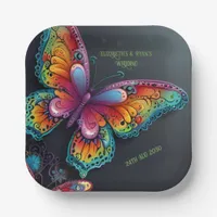 Whimsical Butterfly Romance Wedding Invitation Paper Plates