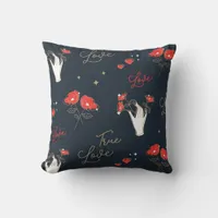 True Love Hands and Flowers Throw Pillow