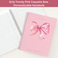 Coquette Pink Watercolor Bow Girly Journal 