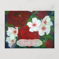 Red Rose Flower Oil Painting Thank You Postcard